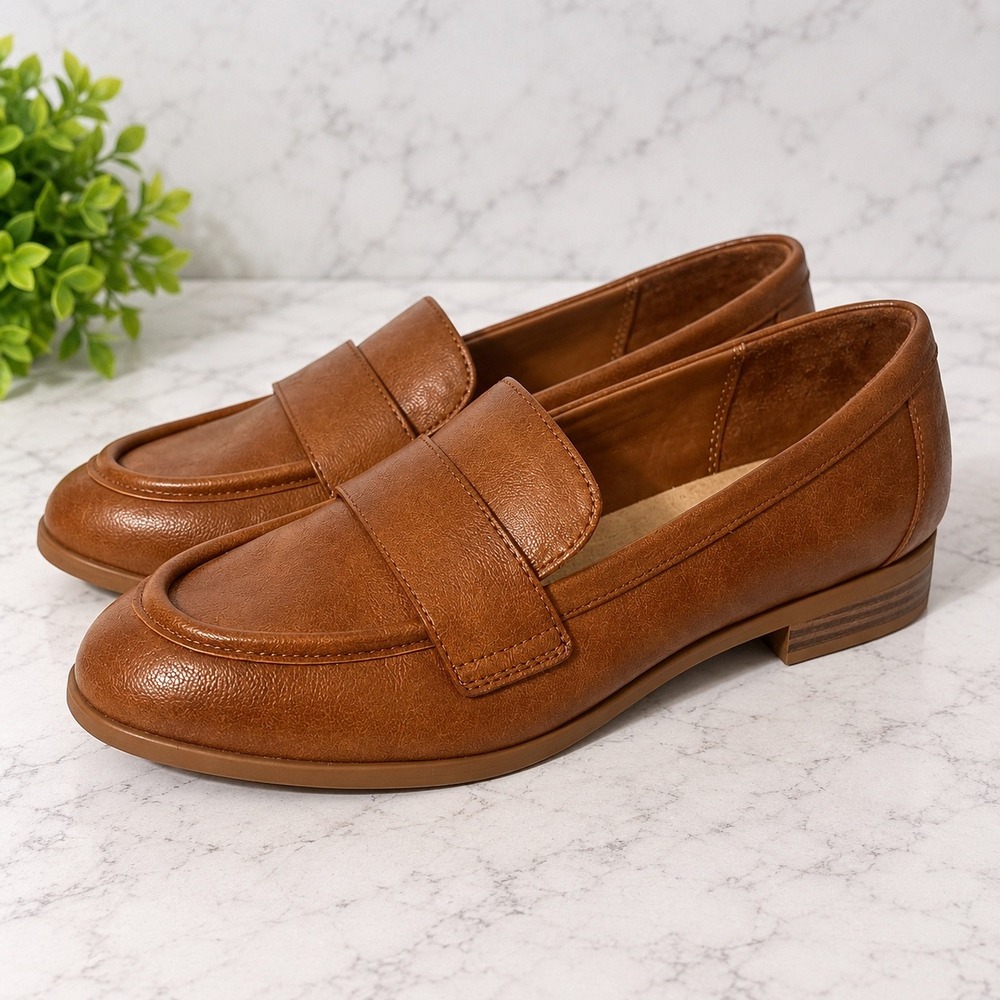 Dr. Scholls Raegan Loafers Women 7 Brown Cognac Penny Slip On Flat Shoes Comfort